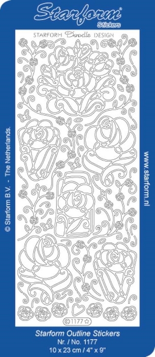 Stickers Doodle Design: Roses zilver