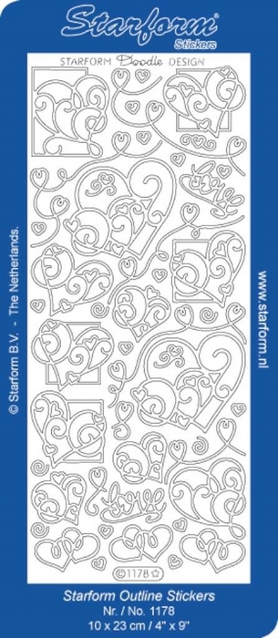 Stickers Doodle Design: Hearts zilver