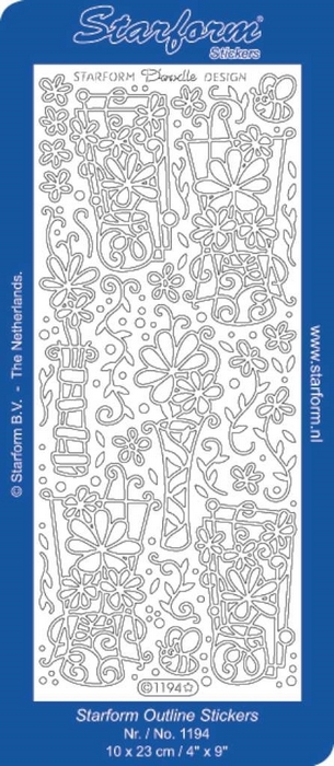 Stickers Doodle Design: Flowers zilver