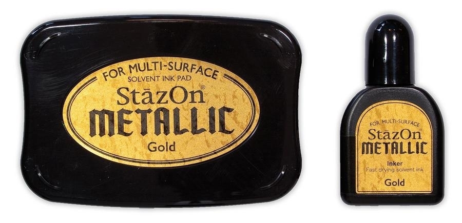 Stazon inktkussen set opaque metallic gold