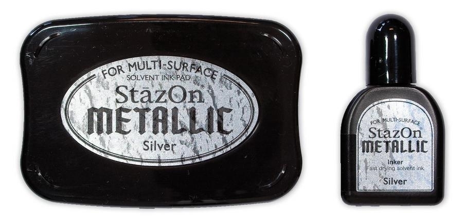 Stazon inktkussen set opaque metallic silver