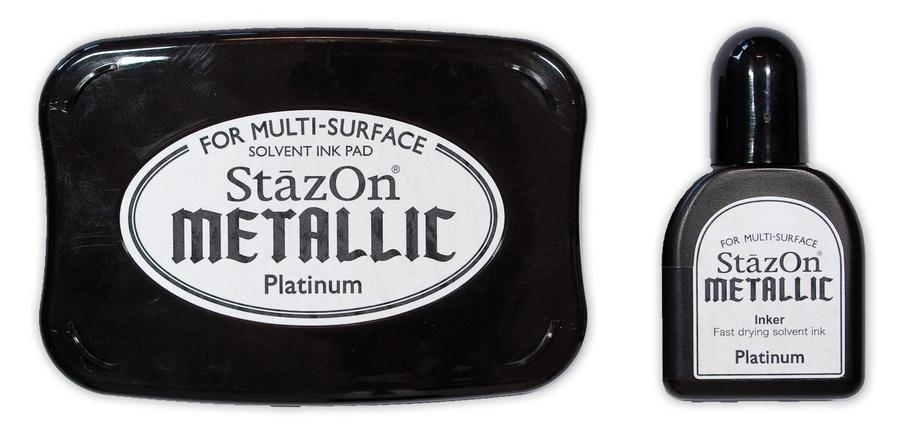 Stazon inktkussen set opaque metallic platinum